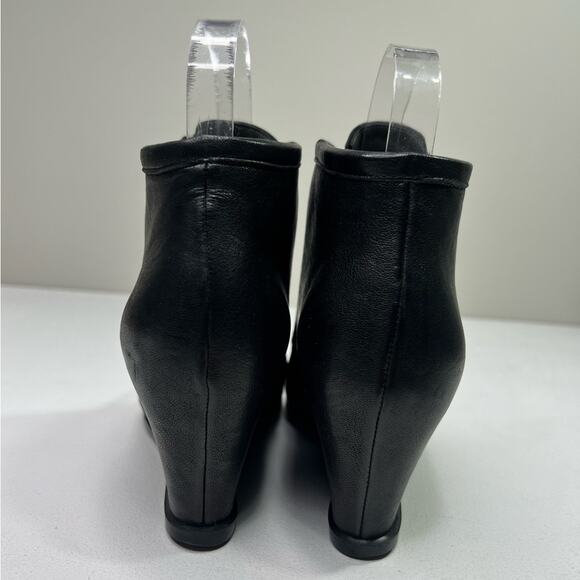 Stuart Weitzman Wedge Leather Ankle Bootie Black Lace Up Soft Comfort Luxury 5.5 - Picture 7 of 12